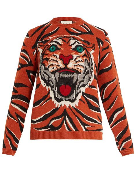 gucci tiger intarsia wool sweater|gucci tiger collection.